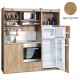 Πολυκουζίνα mini kitchen 190cm με μεγάλο ψυγείο & μεγάλο φούρνο απόχρωση δρυς sychro για γραφεία, studios & καταλύματα airbnb