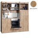 Πολυκουζίνα mini kitchen 190cm με μεγάλο ψυγείο & μεγάλο φούρνο απόχρωση δρυς sychro για γραφεία, studios & καταλύματα airbnb