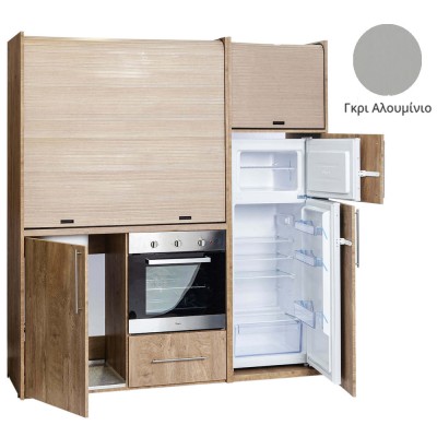 Πολυκουζίνα mini kitchen 190cm με μεγάλο ψυγείο & μεγάλο φούρνο απόχρωση γκρι για γραφεία, studios & καταλύματα airbnb Πολυκουζίνα mini kitchen 190cm με μεγάλο ψυγείο & μεγάλο φούρνο απόχρωση γκρι για γραφεία, studios & καταλύματα airbnb