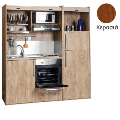 Πολυκουζίνα mini kitchen 190cm με μεγάλο ψυγείο & μεγάλο φούρνο απόχρωση κερασιάς για γραφεία, studios & καταλύματα airbnb Πολυκουζίνα mini kitchen 190cm με μεγάλο ψυγείο & μεγάλο φούρνο απόχρωση κερασιάς για γραφεία, studios & καταλύματα airbnb