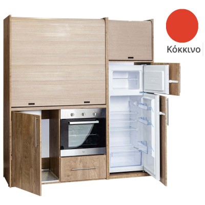 Πολυκουζίνα mini kitchen 190cm με μεγάλο ψυγείο & μεγάλο φούρνο απόχρωση κόκκινη για γραφεία, studios & καταλύματα airbnb Πολυκουζίνα mini kitchen 190cm με μεγάλο ψυγείο & μεγάλο φούρνο απόχρωση κόκκινη για γραφεία, studios & καταλύματα airbnb