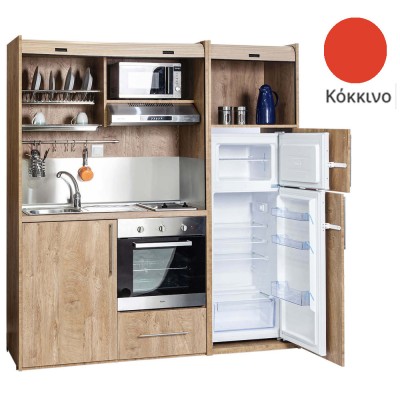 Πολυκουζίνα mini kitchen 190cm με μεγάλο ψυγείο & μεγάλο φούρνο απόχρωση κόκκινη για γραφεία, studios & καταλύματα airbnb Πολυκουζίνα mini kitchen 190cm με μεγάλο ψυγείο & μεγάλο φούρνο απόχρωση κόκκινη για γραφεία, studios & καταλύματα airbnb
