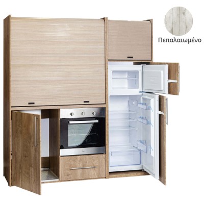 Πολυκουζίνα mini kitchen 190cm με μεγάλο ψυγείο & μεγάλο φούρνο απόχρωση πεπαλαιωμένου για γραφεία, studios & καταλύματα airbnb Πολυκουζίνα mini kitchen 190cm με μεγάλο ψυγείο & μεγάλο φούρνο απόχρωση πεπαλαιωμένου για γραφεία, studios & καταλύματα airbnb