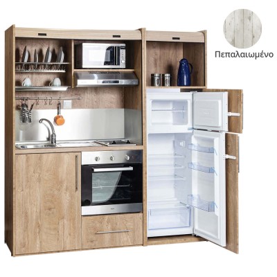 Πολυκουζίνα mini kitchen 190cm με μεγάλο ψυγείο & μεγάλο φούρνο απόχρωση πεπαλαιωμένου για γραφεία, studios & καταλύματα airbnb Πολυκουζίνα mini kitchen 190cm με μεγάλο ψυγείο & μεγάλο φούρνο απόχρωση πεπαλαιωμένου για γραφεία, studios & καταλύματα airbnb