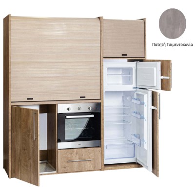 Πολυκουζίνα mini kitchen 190cm με μεγάλο ψυγείο & μεγάλο φούρνο απόχρωση πατητή τσιμεντοκονία για γραφεία, studios & καταλύματα airbnb Πολυκουζίνα mini kitchen 190cm με μεγάλο ψυγείο & μεγάλο φούρνο απόχρωση πατητή τσιμεντοκονία για γραφεία, studios & καταλύματα airbnb