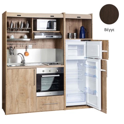 Πολυκουζίνα mini kitchen 190cm με μεγάλο ψυγείο & μεγάλο φούρνο απόχρωση βέγγε για γραφεία, studios & καταλύματα airbnb Πολυκουζίνα mini kitchen 190cm με μεγάλο ψυγείο & μεγάλο φούρνο απόχρωση βέγγε για γραφεία, studios & καταλύματα airbnb