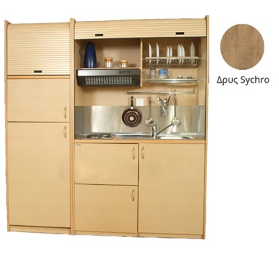 Πολυκουζίνα mini kitchen 190cm με μεγάλο ψυγείο & μικρό φουρνάκι απόχρωση δρυς sychro για γραφεία Πολυκουζίνα mini kitchen 190cm με μεγάλο ψυγείο & μικρό φουρνάκι απόχρωση δρυς sychro για γραφεία