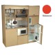 Πολυκουζίνα mini kitchen 190cm με μεγάλο ψυγείο & μικρό φουρνάκι απόχρωση κόκκινη για ξενώνες & γραφεία