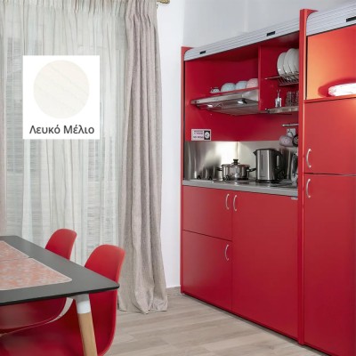 Πολυκουζίνα mini kitchen 190cm με μεγάλο ψυγείο & μικρό φουρνάκι απόχρωση λευκή για ξενώνες & γραφεία Πολυκουζίνα mini kitchen 190cm με μεγάλο ψυγείο & μικρό φουρνάκι απόχρωση λευκή για ξενώνες & γραφεία