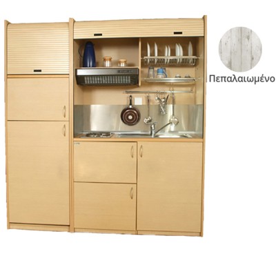 Πολυκουζίνα mini kitchen 190cm με μεγάλο ψυγείο & μικρό φουρνάκι απόχρωση πεπαλαιωμένο για γραφεία Πολυκουζίνα mini kitchen 190cm με μεγάλο ψυγείο & μικρό φουρνάκι απόχρωση πεπαλαιωμένο για γραφεία
