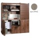 Πολυκουζίνα mini kitchen 190cm με μικρό ψυγείο & μικρό φουρνάκι απόχρωση δρυς μπεζ για ξενώνες & γραφεία