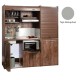 Πολυκουζίνα mini kitchen 190cm με μικρό ψυγείο & μικρό φουρνάκι απόχρωση γκρι για ξενώνες & γραφεία