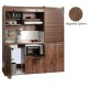 Πολυκουζίνα mini kitchen 190cm με μικρό ψυγείο & μικρό φουρνάκι απόχρωση καρυδιάς για ξενώνες & γραφεία
