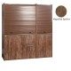 Πολυκουζίνα mini kitchen 190cm με μικρό ψυγείο & μικρό φουρνάκι απόχρωση καρυδιάς για ξενώνες & γραφεία