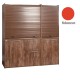 Πολυκουζίνα mini kitchen 190cm με μικρό ψυγείο & μικρό φουρνάκι απόχρωση κόκκινη για ξενώνες & γραφεία