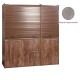 Πολυκουζίνα mini kitchen 190cm με μικρό ψυγείο & μικρό φουρνάκι απόχρωση πατητή τσιμεντοκονία για ξενώνες & γραφεία