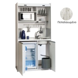 Πολυκουζίνα mini kitchen 105cm OFFICE απόχρωση πεπαλαιωμένου με ψυγείο χωρίς φούρνο για ξενώνες, γραφεία & φοιτητικά studio