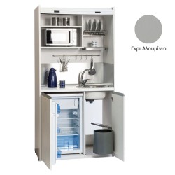 Πολυκουζίνα mini kitchen 105cm OFFICE απόχρωση γκρι με ψυγείο χωρίς φούρνο για ξενώνες, γραφεία & φοιτητικά studio