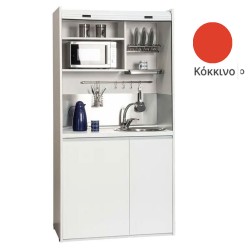 Πολυκουζίνα mini kitchen 105cm OFFICE απόχρωση κόκκινη με ψυγείο χωρίς φούρνο για ξενώνες, γραφεία & φοιτητικά studio