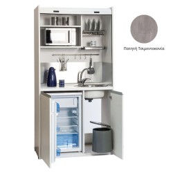 Πολυκουζίνα mini kitchen 105cm OFFICE απόχρωση πατητή τσιμεντοκονία με ψυγείο χωρίς φούρνο για ξενώνες, γραφεία & φοιτητικά studio