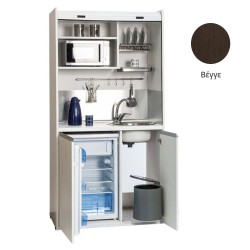 Πολυκουζίνα mini kitchen 105cm OFFICE απόχρωση βέγγε με ψυγείο χωρίς φούρνο για ξενώνες, γραφεία & φοιτητικά studio