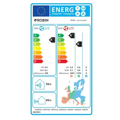 Κλιματιστικό inverter Robin CLS-H2400WF A++/A+ 24000BTU 7.1KW Wi-Fi Kit Π102,5cmxΥ32cmxΒ23,5cm Κλιματιστικό inverter Robin CLS-H2400WF A++/A+ 24000BTU 7.1KW Wi-Fi Kit Π102,5cmxΥ32cmxΒ23,5cm