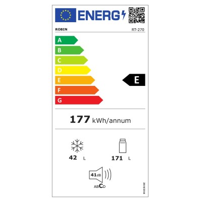 Ψυγείο δίπορτο Robin Rt-270 μαύρο 216lt Π54xΥ144cm Ψυγείο δίπορτο Robin Rt-270 μαύρο 216lt Π54xΥ144cm