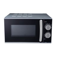 Φούρνος μικροκυμάτων 700W Robin GW-900 μαύρος-ασημί 25lt με περιστρεφόμενο δίσκο Π48xΒ36xΥ28cm