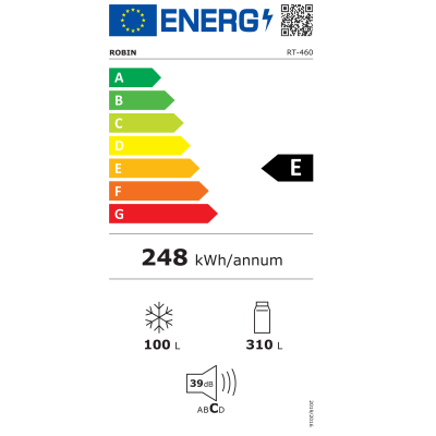 Ψυγείο δίπορτο Robin Rt-460 λευκό 410lt Π70.3xΒ70.3xΥ168cm με σύστημα Full No Frost Ψυγείο δίπορτο Robin Rt-460 λευκό 410lt Π70.3xΒ70.3xΥ168cm με σύστημα Full No Frost