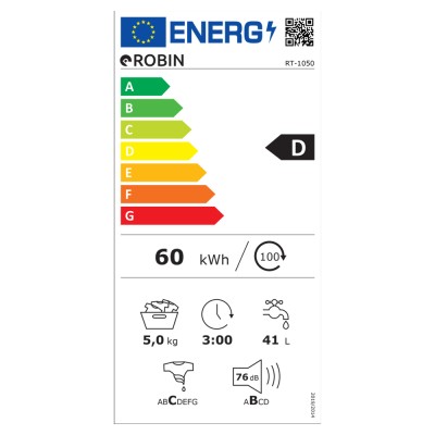 Πλυντήριο ρούχων Robin RT-1050 λευκό χωρητικότητας 5Kg Π59,7xΒ49,7xΥ84,5cm Πλυντήριο ρούχων Robin RT-1050 λευκό χωρητικότητας 5Kg Π59,7xΒ49,7xΥ84,5cm