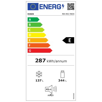 Ψυγειοκαταψύκτης Robin Rb-492 INOX 481lt Π70xΒ72xΥ192cm με σύστημα Full No Frost Ψυγειοκαταψύκτης Robin Rb-492 INOX 481lt Π70xΒ72xΥ192cm με σύστημα Full No Frost