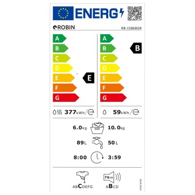 Πλυντήριο-στεγνωτήριο Robin RB-1586BGR μπλε ανθρακί χωρητικότητας 10Kg/6Kg Πλυντήριο-στεγνωτήριο Robin RB-1586BGR μπλε ανθρακί χωρητικότητας 10Kg/6Kg
