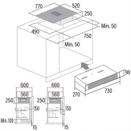 Αυτόνομη επαγωγική εστία με ενσωματωμένο απορροφητήρα CATA AS750 μαύρη 77x52cm με 4 ζώνες μαγειρέματος