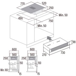 Αυτόνομη επαγωγική εστία με ενσωματωμένο απορροφητήρα CATA AS750 μαύρη 77x52cm με 4 ζώνες μαγειρέματος