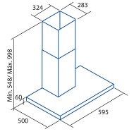 Απορροφητήρας καμινάδα LEGEND-6000XGBK INOX μήκους 60cm με ισχύ max 710m3/h & μαύρη πρόσοψη