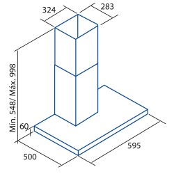 Απορροφητήρας καμινάδα LEGEND-6000XGBK INOX μήκους 60cm με ισχύ max 710m3/h & μαύρη πρόσοψη