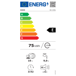 Πλυντήριο πιάτων Robin SB-145BL μαύρο για 10 σερβίτσια Π40xΒ56xΥ81cm