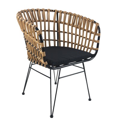 Καρέκλα  AULIUS από μέταλλο και Rattan διαστάσεων 57x60x78.5cm χρώμα  φυσικό με μαύρο