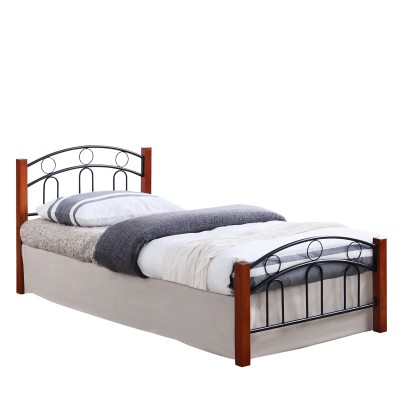 Κρεβάτι ημίδιπλο JEMINA μαύρο/βελανιδιά μέταλλο/ξύλο για στρώμα 110x200cm