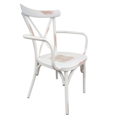 Καρέκλα κήπου THOMSONS σε λευκό αντικέ χρώμα από αλουμίνιο διαστάσεων 52x52x87cm