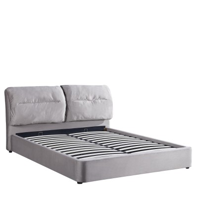 Κρεβάτι διπλό ACAENA βελούδο γκρι για στρώμα 160x200cm
