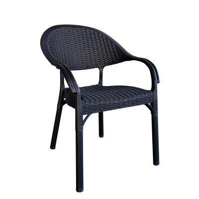 Καρέκλα κήπου Eco σε μαύρο χρώμα από ανακυκλωμένο PP διαστάσεων 59x55x84cm