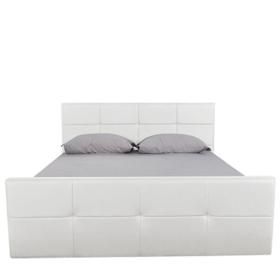 Κρεβάτι ANEMONE σε λευκό PU με αποθηκευτικό χώρο διαστάσεων 217x170x100cm