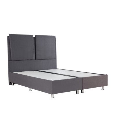Κρεβάτι GONDRY με αποθηκευτικό χώρο σε γκρι βελούδο για στρώμα 160x200cm