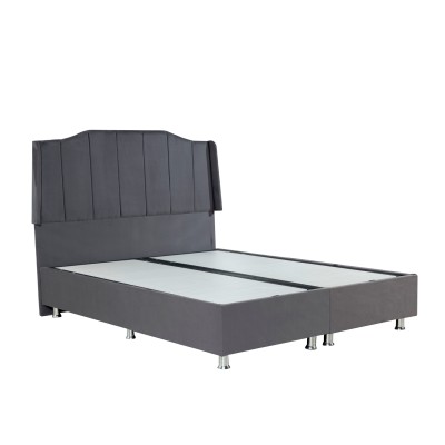 Κρεβάτι BISMUTH με αποθηκευτικό χώρο σε  γκρι βελούδο για στρώμα 160x200cm