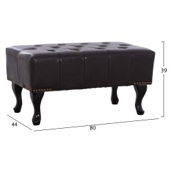 Ταμπουρέ υποπόδιο τ. Chesterfield Emma γκρι PU δέρμα με σκούρα καφέ πόδια 80x44x39Ycm