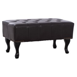 Ταμπουρέ υποπόδιο τ. Chesterfield Emma γκρι PU δέρμα με σκούρα καφέ πόδια 80x44x39Ycm