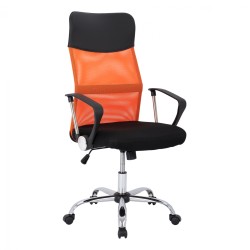 Καρέκλα γραφείου cable σε χρώμα μαύρο πορτοκαλί mesh και πόδι χρωμίου διαστάσεων 61x58x118Υ cm.