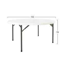 Τραπέζι Catering - συνεδρίου διαστάσεων Φ152x74cm πτυσσόμενο στρόγγυλο σε χρώμα λευκό