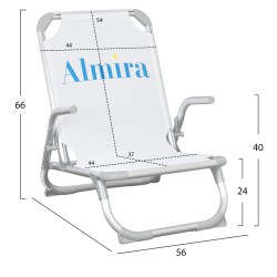 Καρεκλάκι παραλίας ψηλή πλάτη Almira βαρέως τύπου λευκό αλουμινίου 56x70x66cm